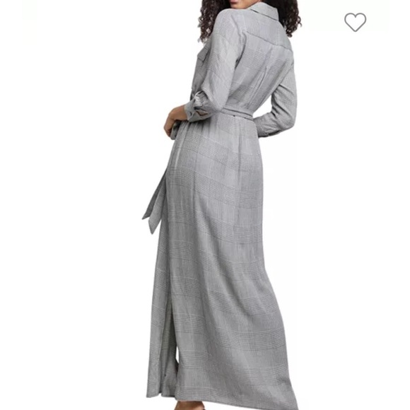 L'AGENCE Cameron Long Shirt Dress in Houndstooth Print